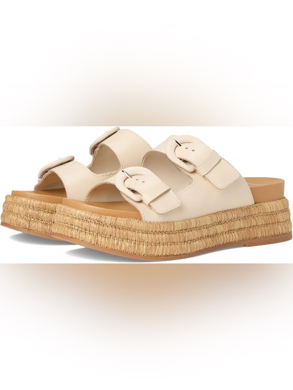 Dolce Vita Witny White Leather Espadrille Platform Buckle Sandals 6⁠
